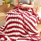 Amélie Home Chunky Knit Throw Blanket for Couch, Soft Chenille Handmade Crochet Throw Rope Knot Blanket for Couch, 50"x60",Red White Stripe