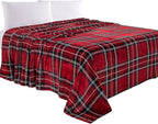 Elegant Comfort Luxury Velvety Feel Blanket, All-Season Lightweight Blanket, Ultra Plush, Soft, Cozy-Fuzzy Flannel Fleece for Couch, Sofa, Bed, Travel, Plaid Design, Twin/Twin XL, Burgundy