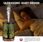 Essential Oil Diffuser 120ML Metal Aromatherapy Diffuser with Timer, Cool Mist Humidifier with Auto Shut-Off & 7 Color Lights for Home Office Spa (Tree)