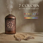 Earnest Living Essential Oil Diffuser Metal Diffuser 100 ml Timers Night Lights and Auto Off Function Home Office Humidifier Aromatherapy Boho Decor Gift