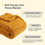 Battilo Mustard Yellow Throw Blanket for Couch, Chunky Knit Throw Blanket, 50"x60", Gold Fall Throw, Super Soft Cozy Warm Chenille Knit Blankets for Bed, Sofa, Living Room