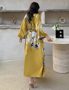 Kihnop Women's Floral Long Kimono Robe Long Satin Robe Long Silk Robe Ladies Kimonos Silky Bathrobe Cover Up, One Size