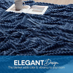 Nestl Blue Throw Blanket for Couch - Cozy Warm Fuzzy Blankets for Women, Plush Small Fleece Throws for Girls - Navy Blue, 50 x 60 Inches