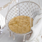15.7 Inches Mini Khaki Round Faux Fur Sheepskin Area Rug, Fluffy Small Circle Rugs Cushion for Chair, Furry Carpet for Nail Desk, Shaggy Circular Rug Plush Rug
