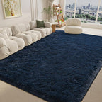 Navy Blue Area Rug 8x10 Large Rugs for Living Room Bedroom, Fluffy Soft Rug Modern Carpets for Kids Room, Non-Skid Rectangular Indoor Rug for Girls Boys Playroom Nursery Room Home Decor