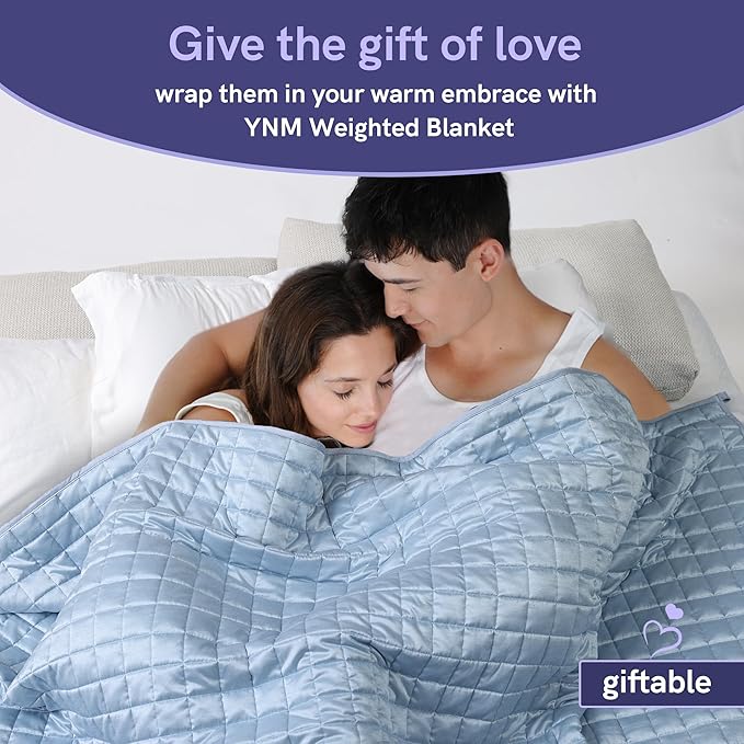 YnM Cooling Weighted Blanket for Adults, 15lbs Heavy Bed Throw Comforter with 100% PE Fabric, Ideal for Hot Sleepers or Summer Days(60x80 Inches for Queen/King Bed, 15 Pounds, Blue)