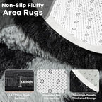 Noahas Fluffy 4x6 Area Rugs for Bedroom Living Room,Thick Shag Black and Grey Throw Floor Carpet,Soft Shaggy Bedside Non-Slip Plush Dorm Nursery Kids Rug