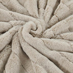 Striped Throw Blanket and Pillow Covers Set (No Inserts) for Couch and Bed, Plush Warm Lightweight Fuzzy Faux Fur Blanket for All Seasons (60" x 80", Oatmeal)