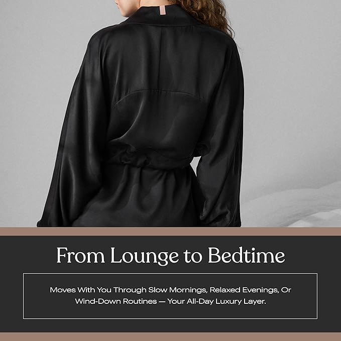 Lunya Washable Silk Robes for Women – Lightweight Short Robes with Pockets, Removable Belt & Interior Tie – Multiple Colors