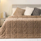 Cottonblue Adults Weighted Blanket 15lbs for Deep Sleep - Plush Cozy Sherpa Weighted Blankets for Relax and Calm, Luxurious Jacquard Decor Blanket Queen Size for Bed Sofa, 48x72 Inches, Grey