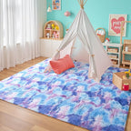 junovo 3x5 Washable Area Rug for Girls Bedroom, Purple Soft Non-Slip Fluffy Bedside Rugs, Shag Plush Memory Foam Carpet for Kids Room Baby Nursery Home Decor Aesthetic