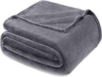 Exclusivo Mezcla Fleece Blanket Twin Size for Bed, Super Soft and Warm, All Season, Cozy, Plush, Lightweight, 90x66 Inches, Dark Grey