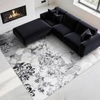 CRYPTOLITE Area Rugs 8x10 Rug for Living Room Abstract Washable Rug with Non-Slip Backing Low Pile Area Rug for Bedroom, Dining Room, Grey