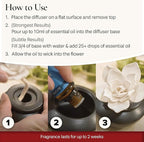 Airomé White Succulent, Porcelain Passive Essential Oil Diffuser (with 15ml Peppermint Essential Oil) – Non-Electric, Battery-Free, Improves Sleep, and Relieves Stress