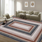 RUGSREAL Modern Rug for Entryway 3x5 Braided Area Rug Machine Washable Living Room Carpet Non Slip Small Dining Room Throw Rug Stain Resistant Farmhouse Rustic Carpet for Bedroom Kitchen, Olive/Brown