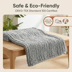 Amélie Home Chunky Knit Throw Blanket for Couch, Soft Chenille Handmade Crochet Throw Rope Knot Blanket for Couch, 50"x60", Light Grey