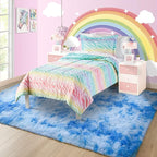 Noahas 6x9 Area Rugs for Living Room,Tie-Dyed Blue Area Rug,Big Shaggy Rugs for Bedroom,Fluffy Large Carpet,Soft Kids Rug Non Slip Reduce Noise Room Decor