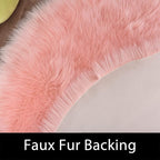 Latepis Fluffy Pink Round Rugs 6ft Circle Rug for Living Room Washable Faux Fur Fluffy Sheepskin Rug for Bedroom Playroom Plush Shag Rugs,Rectangle