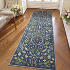 Lahome Chloe Insect Botanical 2x6 Runners for Hallways Non Slip, Blue Bathroom Kitchen Runner Rugs Non Skid Washable, Boho Soft Indoor Carpet for Entryway Laundry Bedroom(Dark Blue,2x6)