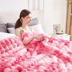 50x60 Inches Ultra-Soft Fuzzy Faux Fur Plush Throw Blanket - Thick, Warm Sherpa for Couch, Sofa, Bedroom, Camping - Decorative Blanket for Cozy Warmth, Bubble Pink Tie Dye