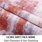 Area Rug 5x7 Washable Rugs Modern Abstract Area Rug Soft Non-Slip Non-Shedding Faux Wool Stain Resistant Floor Carpets for Living Room Bedroom Dining Room Kids Room Home Office (Purple, Multi)