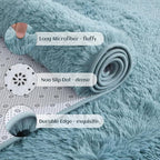 YJ.GWL Area Rugs for Living Room Bedroom, 8x10 Machine Washable Large Teal Carpet, Soft Fluffy Shaggy Thick Big Shag Indoor Floor Rug for Kids Boy and Girls Room Dorm Home Decor Aesthetic