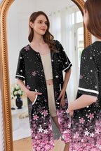 Ekouaer Women Zipper Robe Short Sleeve Duster Housecoat Short Bathrobes Zip Front Nightgown with Pockets S-3XL