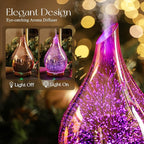 Porseme 280ml Essential Oil Diffuser, 3D Glass Aromatherapy Diffusor, Ultrasonic Cool Mist BPA Free Aroma Humidifier with Timer and Color Changing Function, Waterless Shut-Off for Home Office Room