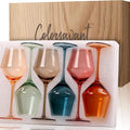 Colored Wine Glasses Set of 6-16OZ Colorful Wine Glass with Stem【HandBlown】 Muted Wine Glasses Colored Set,Wine Gifts for Party,Home Deco