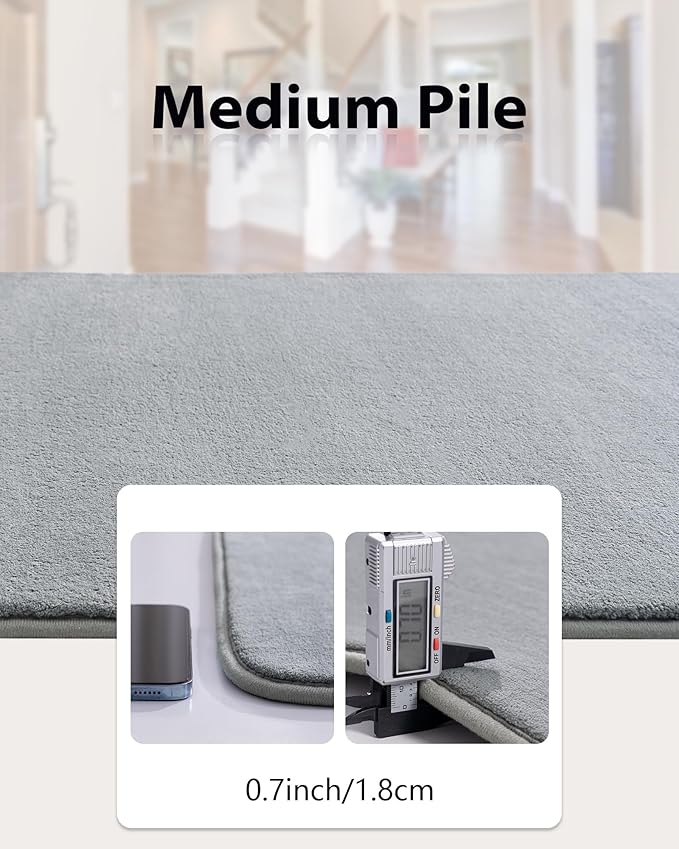 Andecor Shag Runner Rug for Bedroom Living Room, 2x6 Grey Washable Fluffy Hallway Runner Area Rugs for Kitchen Boys Girls Kids Room Home Decorations Carpet