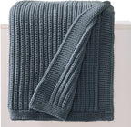 Chunky Knit Dusty Blue Throw Blanket Soft Cozy Decorative Blanket for Couch Sofa Bed Living Room, Spring Throw 50"x60"