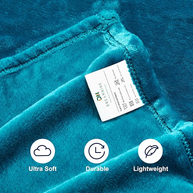 DREAMNINE Pack of 10 Fuzzy Soft Fleece Throw Blanket for Couch Sofa 50" x 60", Decorative Solid Lightweight Velvet Blankets for Chair, Cozy Accent Shaggy Plush Flannel Blanket for Bedroom, Teal