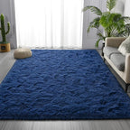 Deerhoo Large Shag Area Rugs 9 x 12, Plush Fuzzy Rugs for Living Room, Ultra Soft Fluffy Furry Rug for Bedroom, Indoor Carpet Nursery Rugs for Kids Room Home Decor, Navy Blue