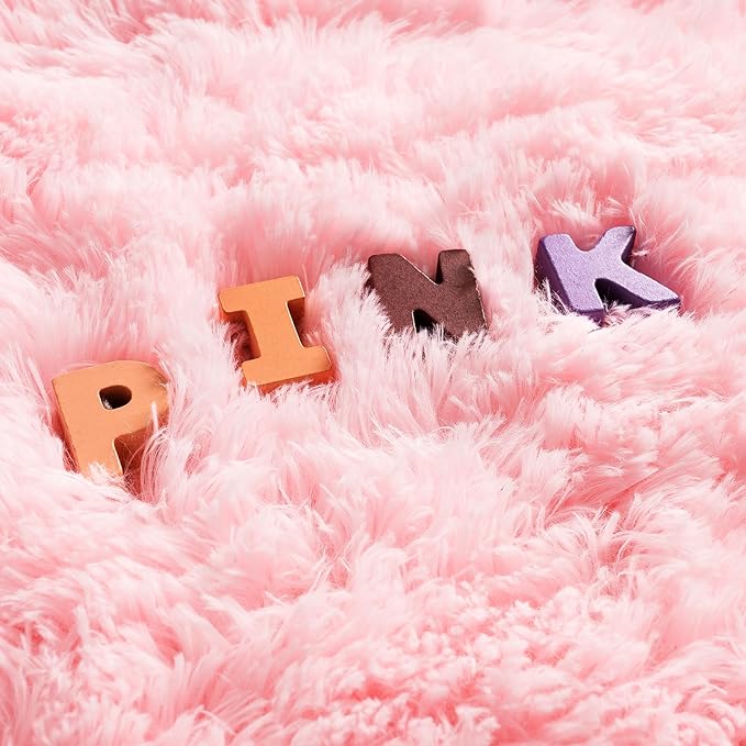 Noahas Fluffy 4x6 Pink Rugs for Bedroom Girls,Shaggy Kids Rug,Thick Shag Throw Floor Carpet,Soft Non-Slip Dorm Nursery Area Rugs for Living Room Home Decor Aesthetic