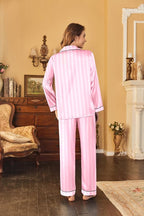 Ekouaer Women's Classic Button Down Long Satin Silk Pajama Set