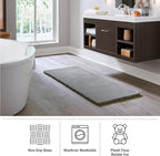 Home-Complete Faux Fur Bath Mat – 24x60-Inch Nonslip Jacquard Faux Fur Washable Rug for Bathroom or Kitchen, Gray