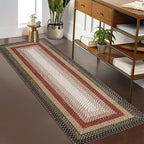 RUGSREAL Washable Runner Rug 2x8 Non Slip Braided Hallway Runner Rug Stain Resistant Kitchen Runner Farmhouse Printed Carpet Rustic Accent Mat for Living Room Bathroom Entryway, Crimson/Earthy