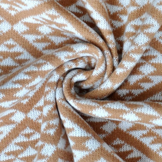 Nordic Style Orange Throw Blanket for Couch,Soft Cozy Cable Knit Throw for Bed Sofa Chair Living Room,Lightweight Warm Maximalist Decor Christmas Blanket,50"x60" (cr-D02)