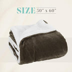 Elegant Comfort Throw Blanket, Reversible Sherpa Flannel, Ultra-Soft, Fuzzy, Cozy and Plush- All Season Lightweight Decorative Throw, 50 x 60 inches, Solid Sherpa Throw, Brown