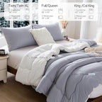 COTTEBED Ultra-Soft Reversible Warm Comforter Set Twin Sized, Winter Milk Cup Grey White Breathable Bedding Down Alternative Comforter for Boy Kids Girl School College Dorm Christmas, Twin/TwinXL