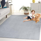 SAFAVIEH Washable Rug Faux Rabbit Fur Shag Collection - 2' x 3', Silver, Slip Resistant & Easy Cleaning, Ideal for Accent Space, Foyer, Bedside, Bathroom, Nursery, Boys & Girls Room (FRF100G)