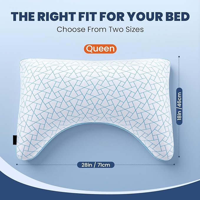 A-Pce Adjustable Pillow, Queen Size Set of 2 Bed Pillows for Sleeping, Luxury Shredded Memory Foam Pillows, Cooling Pillow for Side, Back, Stomach Sleepers, Firm Pillow for Hot Sleepers Neck Support