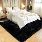 KING DARE 6x9 Area Rugs for Living Room Black Rug, Fluffy Shaggy Fuzzy Plush Furry Large Floor Carpet, Anti-Slip Washable Modern Soft Rug for Bedroom Girls Boys Room Indoor