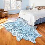 Leopard Rug, Cheetah Print Area Rug 4.6x5.2 Feet Faux Animal Print Skin Carpet for Living Room Bedroom Home Decor (Blue)