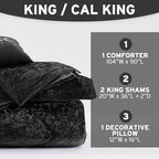 Intelligent Design King Comforter Set, Velvet Comforter Set , Luxury Diamond Quilting Comforter Set, Fluffy Comforter Bed Set with Decorative Pillowand 2 Shams, 4 Piece Black, King/ Cal King