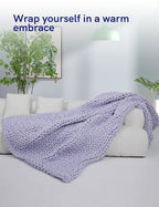 YnM Weighted Blanket, Handmade Chunky Knitted Design, Soft and Cozy, Temperature Regulating and Breathable, Machine Washable Throw for Sleep or Home Decor (Purple Fancy Yarn, 50x60 Inch, 10lbs)