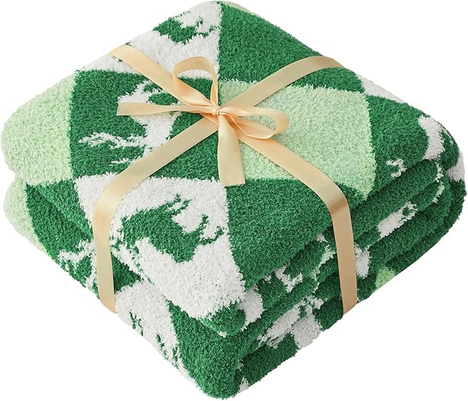 CYMULA Christmas Knit Throw Blanket - Super Soft Cozy Fuzzy Blankets for Couch, Sofa & Bed, Holiday Throw Blanket，50"x60"