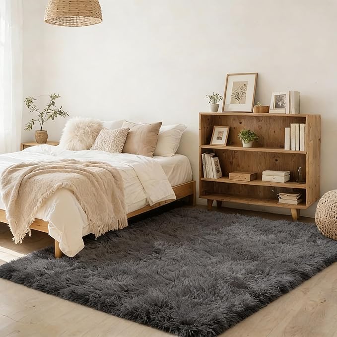 9x12 Area Rug Fluffy Shaggy Ultra Soft Faux Fur Non-Slip Machine Washable Carpet for Bedroom, Living Room, Nursery & Dorm Cozy Home Decor