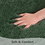 Deep Green Runner Area Rugs for Bedroom Living Room, 2x4 Feet Fluffy Bedside Rugs, Soft Shaggy Carpet Rug for Kids Room Nursery, Furry Cute Rugs for Girls Boys Dorm Room Home Decor