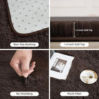 Litanika 4x6 Shag Area Rug for Living Room Bedroom, Brown High Pile Ultra Soft Plush Shaggy Furry Bedside Playroom Dorm Carpet, Non-Slip, Non-Shedding Modern Indoor Floor Rug